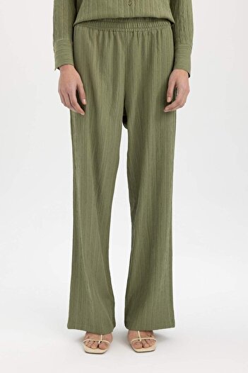 DeFacto High Waist Flexible Viscose Trousers - Wide Loose Leg, Pocket, Tall B8921Ax24Sp
