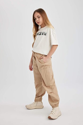 DeFacto Girl's Parachute Cargo Cotton Trousers B5042A824SM