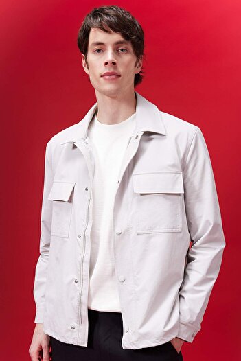DeFacto Regular Fit Polo Collar Snap Closure Pocket Shirt Jacket B4515Ax24Sp