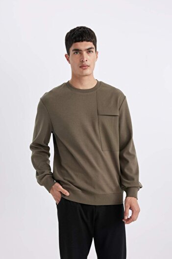 DeFacto Regular Fit Bisiklet Yaka Basic Düz Sweatshirt B6495AX24SP