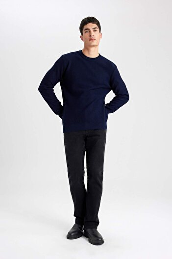 DeFacto Standardní střih Normální střih Crew Neck Basic Plain Knitwear Svetry B7763AX24SP