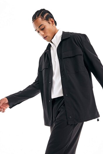 DeFacto Regular Fit Polo Collar Snap Closure Pocket Technical Shirt Jacket B7396Ax24Sp