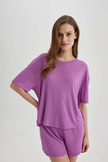 DeFacto Fall in Love Pijama Takım Kısa Kollu Beli Lastikli Şort Alt B6183AX24SP