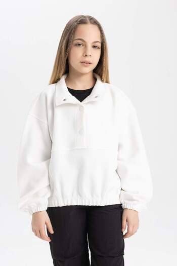 DeFacto Φούτερ με κουμπιά για κορίτσια Oversize Polo C0269A824SP