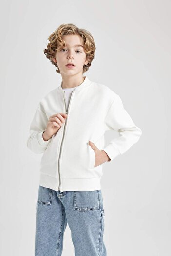 DeFacto Boys' College Collar Zipper Pocket Seasonal Lightweight Bomber Jacket Z3050A624Sp