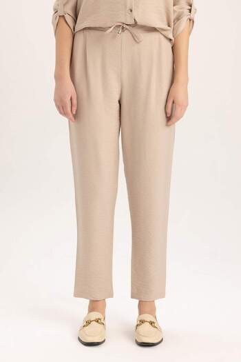 DeFacto Jogger Pants Linen Look High Waist Straight Leg with Pockets R0433Az24Sm