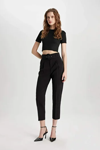 DeFacto Carrot Fit Zipper High Waist Standard Leg Crop Pants C2458Ax24Sp