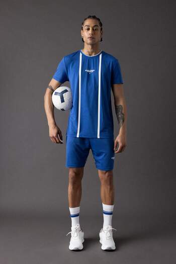DeFacto DeFactoFit Standard Fit Crew λαιμόκοψη με εμπριμέ κοντομάνικο αθλητικό μπλουζάκι B5020AX24SP