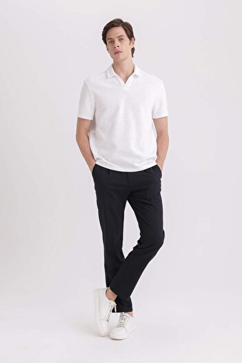 DeFacto Yazlık Kumaş Pileli Pantolon Tailored Regular Fit Normal Kesim Basic Düz Cepli Düz Paça A7273AX24SP