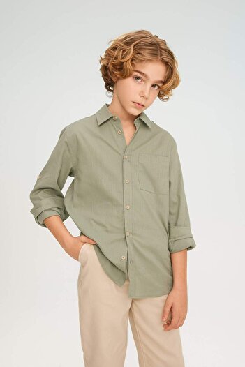 DeFacto Boys Polo Neck Long Sleeve Basic Plain Shirt B5983A824Sm