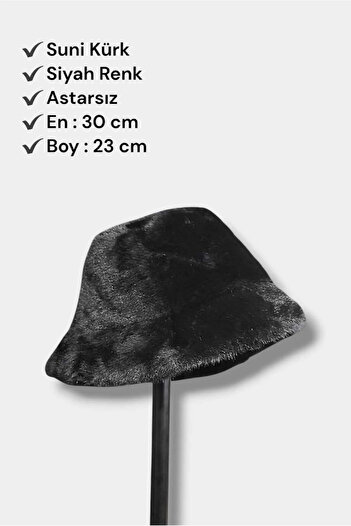 roseberry Black Bucket Model Foldable Soft Plush Women's Hat - R1186