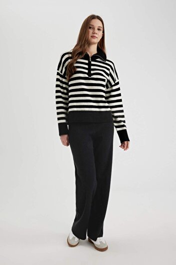 DeFacto Knitwear Trousers Straight Fit Wide Loose Leg C2088Ax24Sp