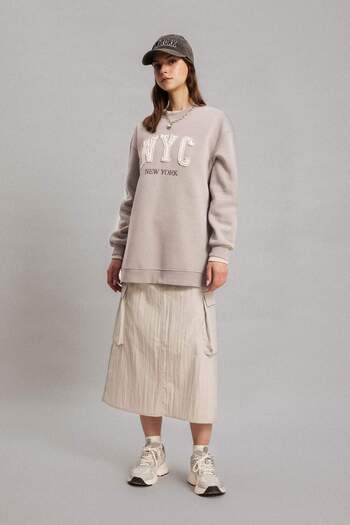 DeFacto Regular Fit Crew Neck Soft Furry Inside Sweatshirt Tunic B9299Ax24Sp