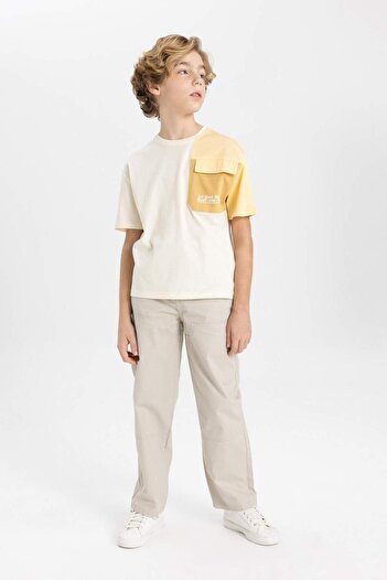 DeFacto Erkek Çocuk Loose Fit Standart Paça Gabardin Pantolon B7144A824SP