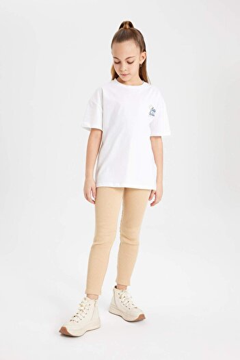DeFacto Kız Çocuk Uzun Boy Fitilli Kaşkorse Basic Düz Tayt B6403A824SM