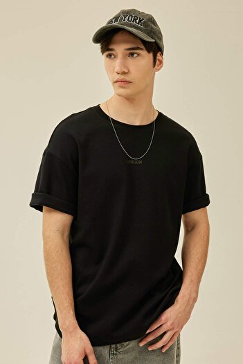 DeFacto Comfort Regular Fit Comfortable Fit Crew Neck Printed Short Sleeve Heavy Fabric T-Shirt B4221Ax24Sp