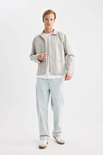 DeFacto 100% Cotton Relax Fit Long Sleeve Parachute Shirt B8854Ax24Sp