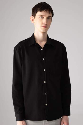 DeFacto Relax Fit Polo Collar Gabardine Long Sleeve Shirt C1477ax24sp