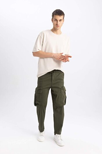 DeFacto Gabardin Pantolon Rustik Loose Fit Kargo Cepli B8606AX23WN