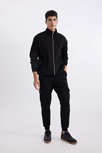 DeFacto Φούτερ Jogger Slim Fit με στενή εφαρμογή με τσέπες Cargo Basic ίσια μέση με κορδόνια ελαστικό πόδι B4543AX23WN