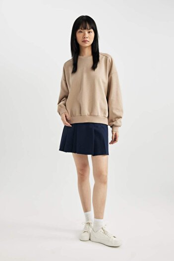 DeFacto Cool Oversize Wide Fit Crew Neck Χοντρό Basic Απλό Φούτερ A4177AX23WN
