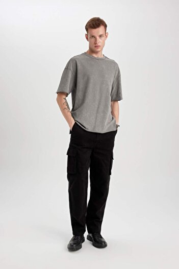 DeFacto Comfort Regular Fit Comfortable Fit Crew Neck Washed Faded Effect Short Sleeve T-Shirt B9223Ax23Wn