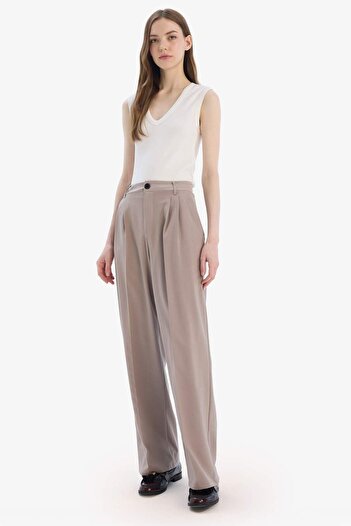 DeFacto Wide Leg Yüksek Bel Geniş Paça Pensli Standart Boy Basic Düz Pantolon B0894AX23AU
