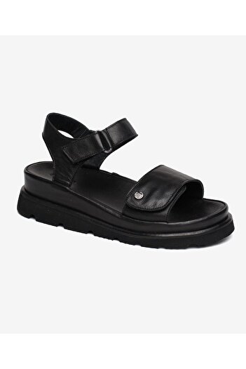 Greyder Women's Black Genuine Leather Sandals 5Y2Cs59253