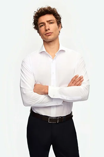 D'S Damat Ds Damat Slim Fit White Italian Collar Easy-Iron 2-Piece Shirt