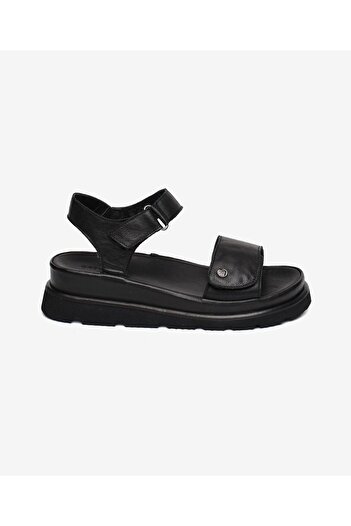 Greyder Women's Black Genuine Leather Sandals 5Y2Cs59253