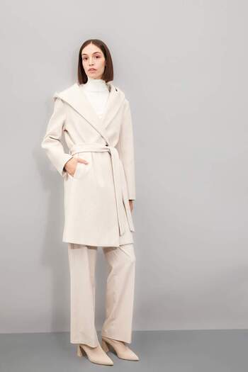 DeFacto Long Cashmere Coat Hooded Button Belt A0991Ax23Wn
