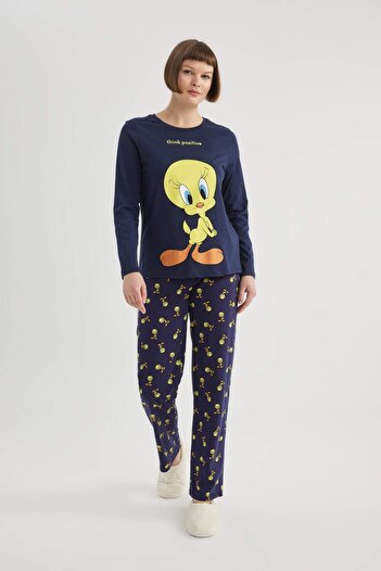 DeFacto Fall in Love Looney Tunes Regular Fit Uzun Kollu Pijama Takımı B5829AX23WN