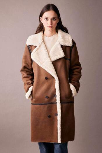 DeFacto Regular Fit Plush Lining Suede Coat Parka A1305ax23wn