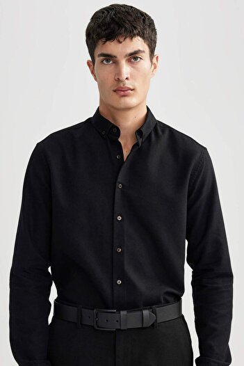 DeFacto Modern Fit Textured Long Sleeve Shirt B6582Ax23Sm