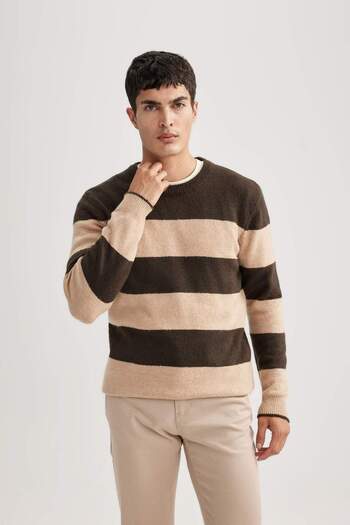 DeFacto Turtleneck Striped Standard Fit Sweater - B0917ax23wn