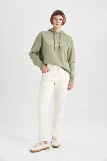 DeFacto Regular Fit Sweatpants Elastic Waist Straight Leg Basic Plain with Pockets B1891Ax23Au