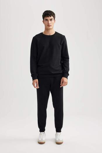 DeFacto Γκρι Regular Fit Crew Neck Basic μονόχρωμο φούτερ M7851AZ23AU