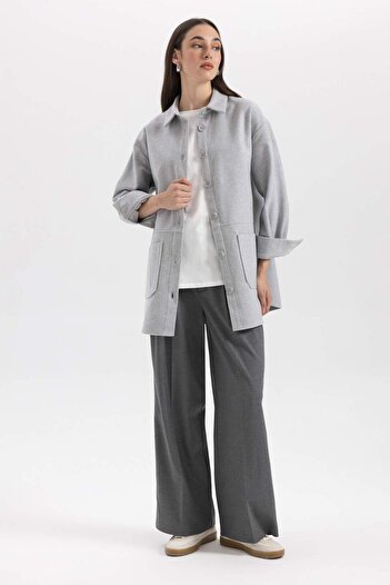 DeFacto Relax Fit Gabardine Long Sleeve Shirt Tunic B0285Ax23Wn