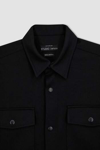 DeFacto Regular Fit Polo Collar All-Direction Stretch Long Sleeve Shirt Jacket A6831Ax23Au