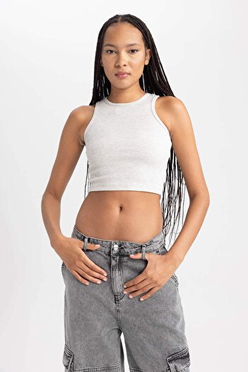 DeFacto Fitted Halter Neck Tank Top B0658Axns