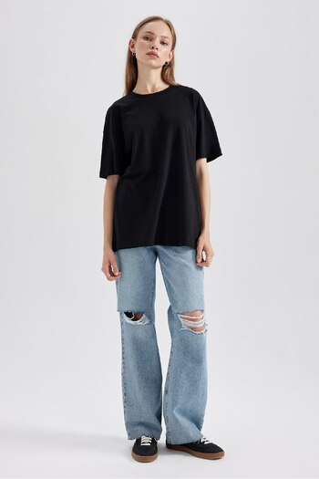 DeFacto Oversize Wide Fit Tričko s krátkým rukávem Crew Neck B0648AXNS