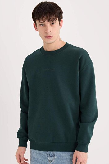 DeFacto Φούτερ με στάμπα με λαιμόκοψη Boxy Fit X8282AZ23AU