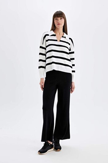 DeFacto Relax Fit Polo Neck Striped Knitwear Sweater A3861Ax23Wn