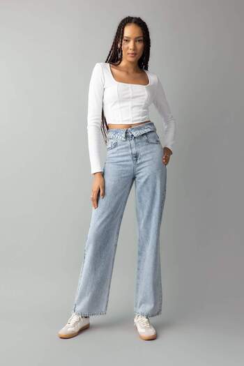 DeFacto Tricou cu mânecă lungă cu decolteu rotund B0909AX23AU