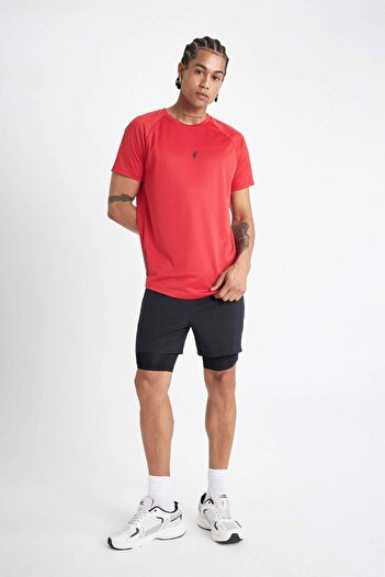 DeFacto Defactofit Slim Fit Tight Fit Crew Neck Printed Sports Short Sleeve T-Shirt V2887Az23Au