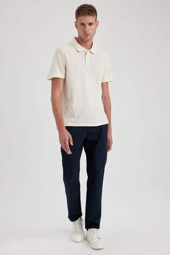DeFacto 100% bavlna Regular Fit Polo výstřih Tričko s krátkým rukávem B0643AXNS