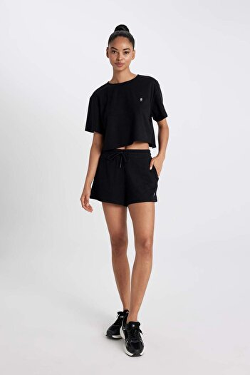 DeFacto Defactofit Cropped Fit Crew Neck Sports Rib Short Sleeve T-Shirt A9916Ax23Hs