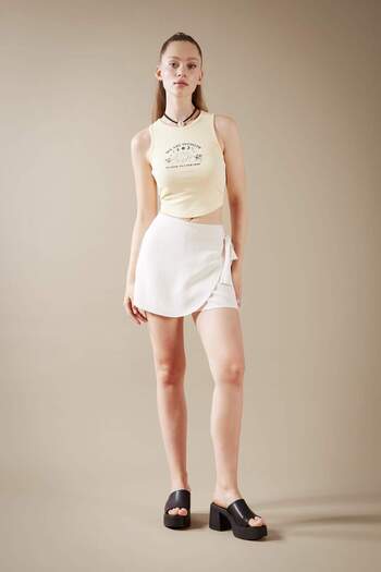 DeFacto Fitted Printed Crew Neck Ribbed Camisole Washed Faded Effect Undershirt B1297Ax23Hs