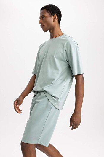 DeFacto DeFactoFit Oversize Wide Fit Crew λαιμόκοψη με στάμπα κοντομάνικο 100% βαμβακερό μπλουζάκι A1624AX23SM