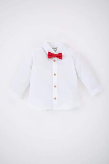 DeFacto Baby Boy fehér hosszú ujjú ing csokornyakkendő 2 részes készlet Z3012A223SP